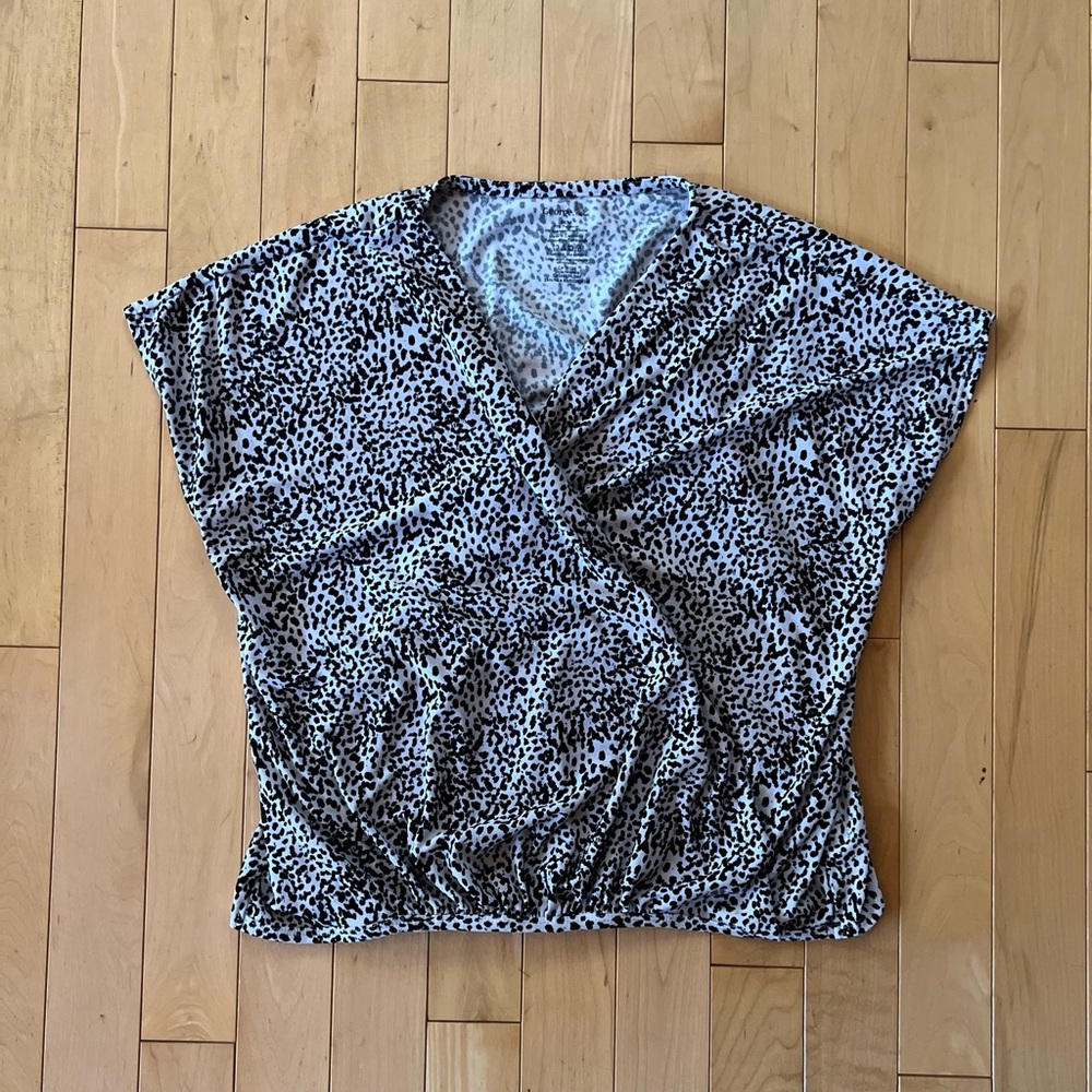 Black and white George crop blouse
